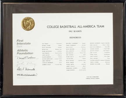 1982 Terry Cummings Signed and Framed College Basketball All American Team Award (Cummings LOA)